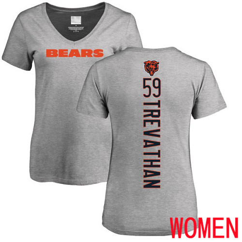 Chicago Bears Ash Women Danny Trevathan Backer V-Neck NFL Football #59 T Shirt